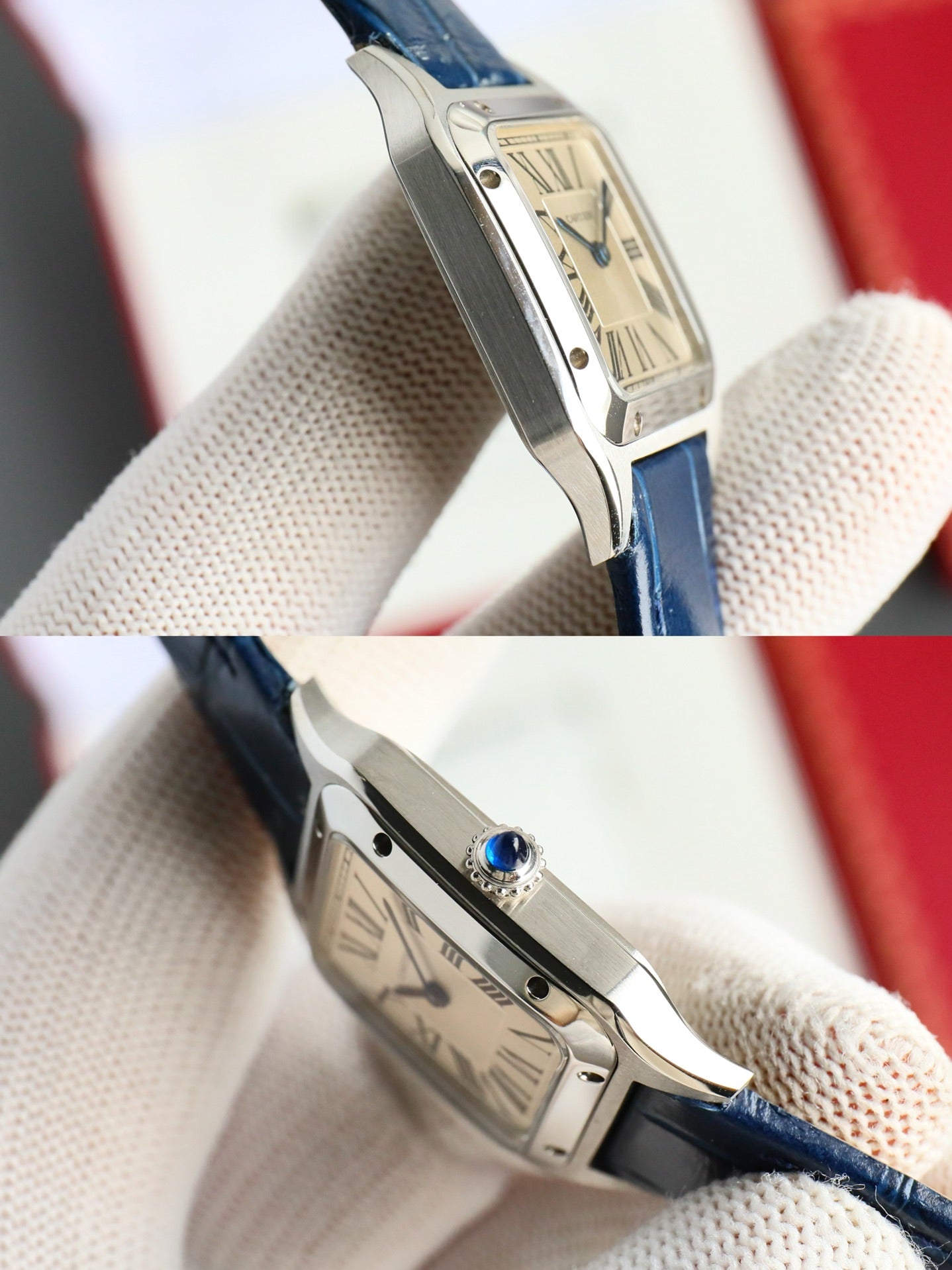 Silver 316L Steel - Blue Leather - Automatic - 42mm