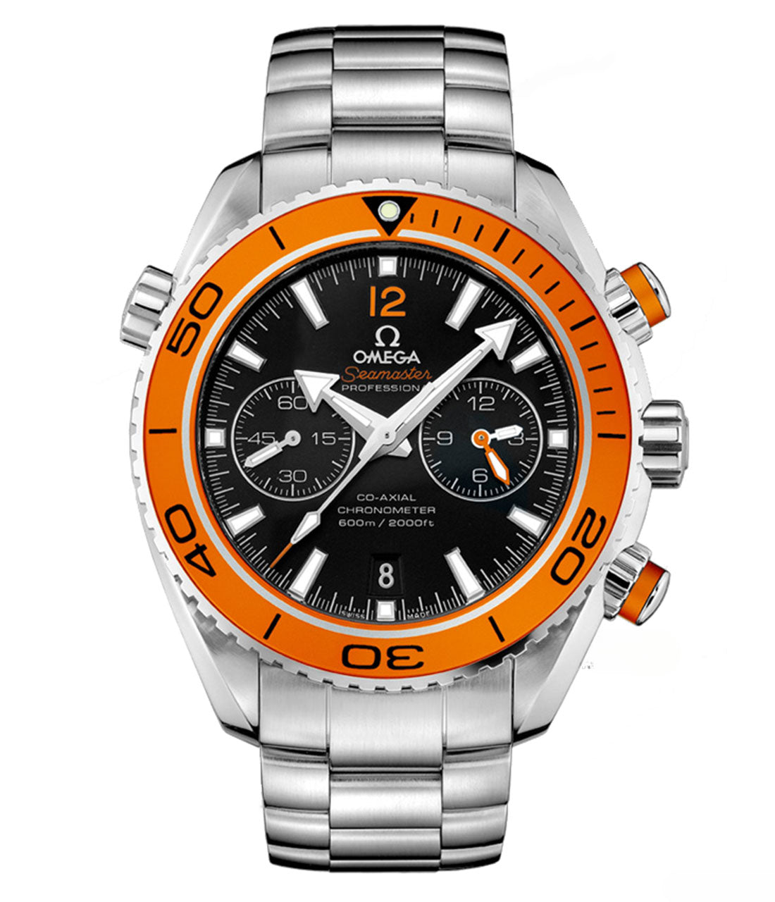 Chronograph - Black -Orange bezel - Silver 904L Steel- Automatic - 45.5mm