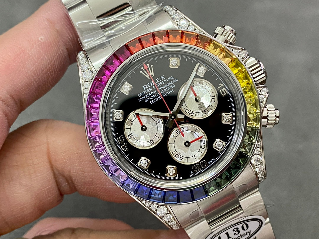 Chronograph -C-Factory -Rainbow Black- Silver 904L Steel - Automatic - 40mm