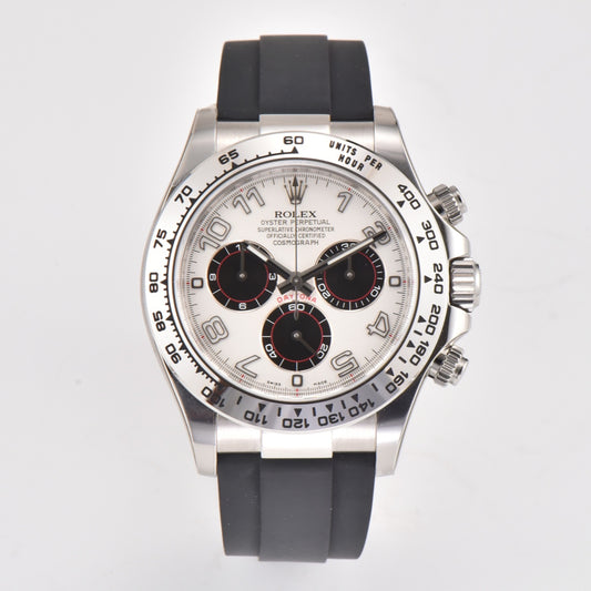 Chronograph -C-Factory -Black White- Black Rubber- Automatic - 40mm