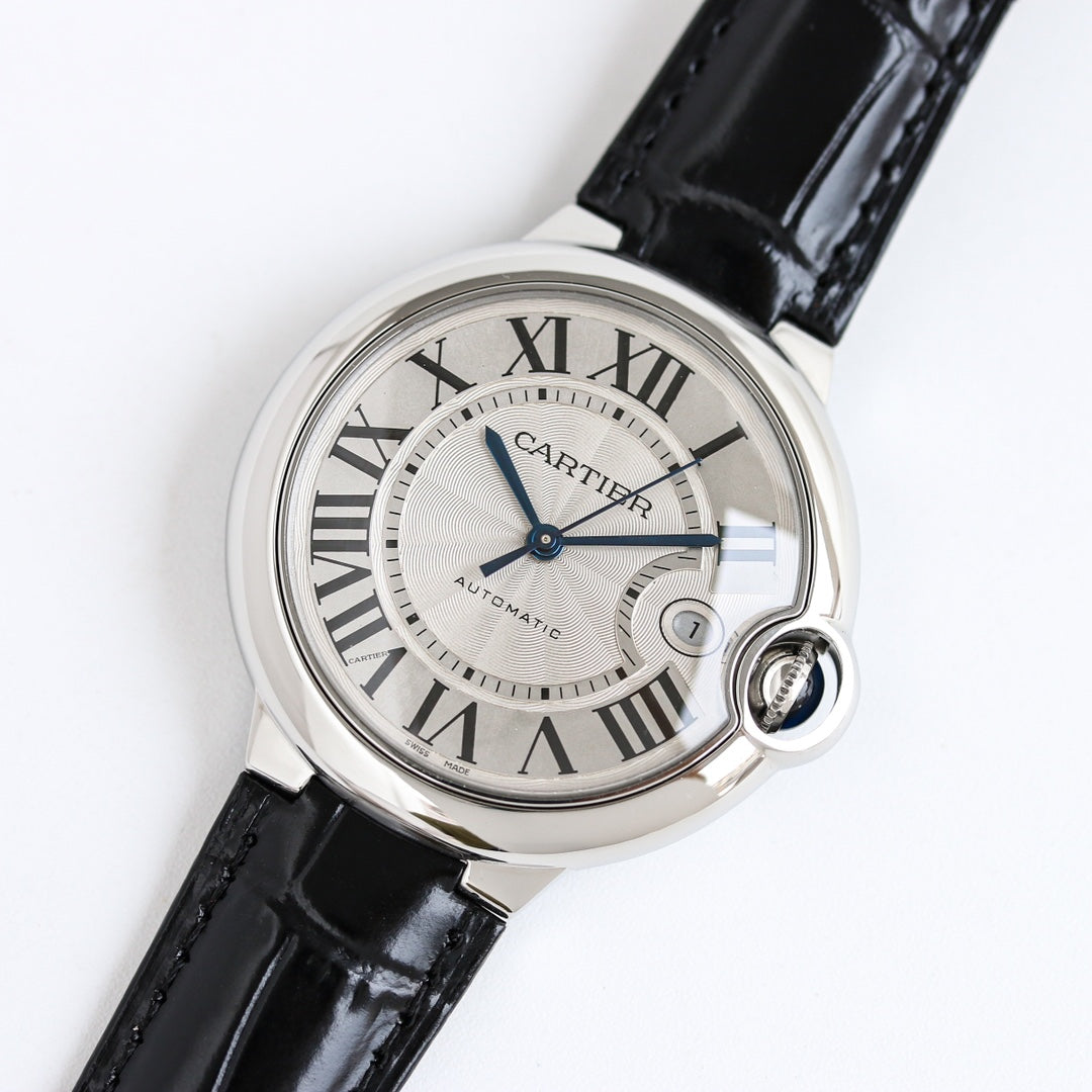 White -White Silver - Black Leather- Automatic - 36/42mm
