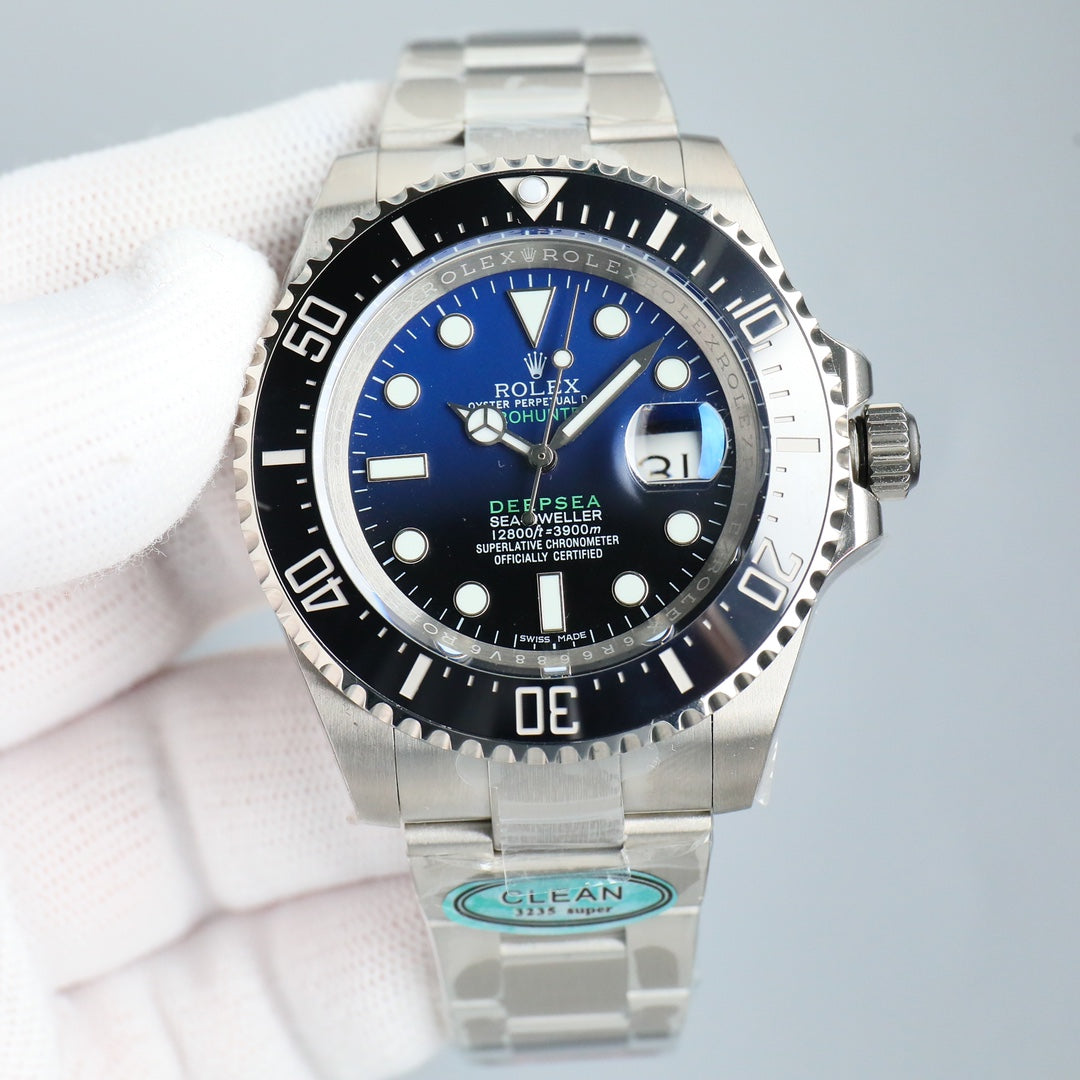 L Size - Blue Black -White 904L Steel -Automatic- 44mm