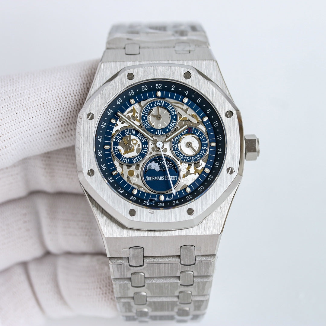 Blue Grey- White 904L Steel Hollow- Automatic - 41mm