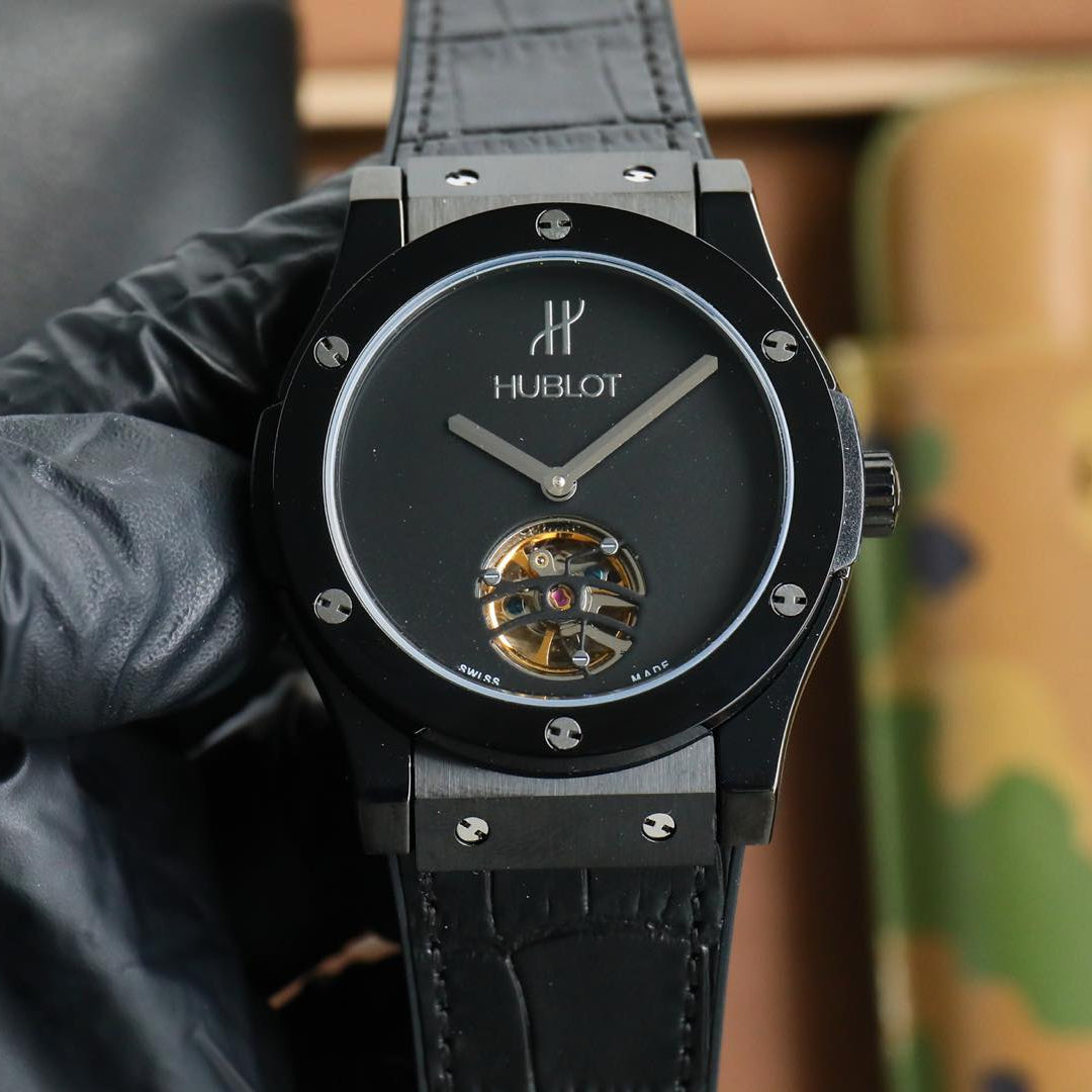 Black - Black Leather - Automatic - 45mm