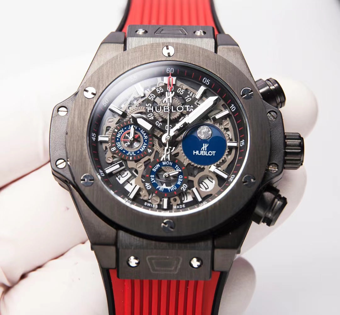 Hollow 904L Steel - Red Rubber - Quartz - 42mm