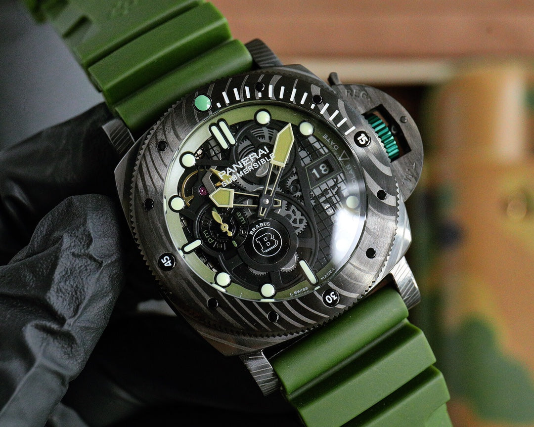 Torbillon -Black 316L Steel - Green Rubber - Automatic - 47mm