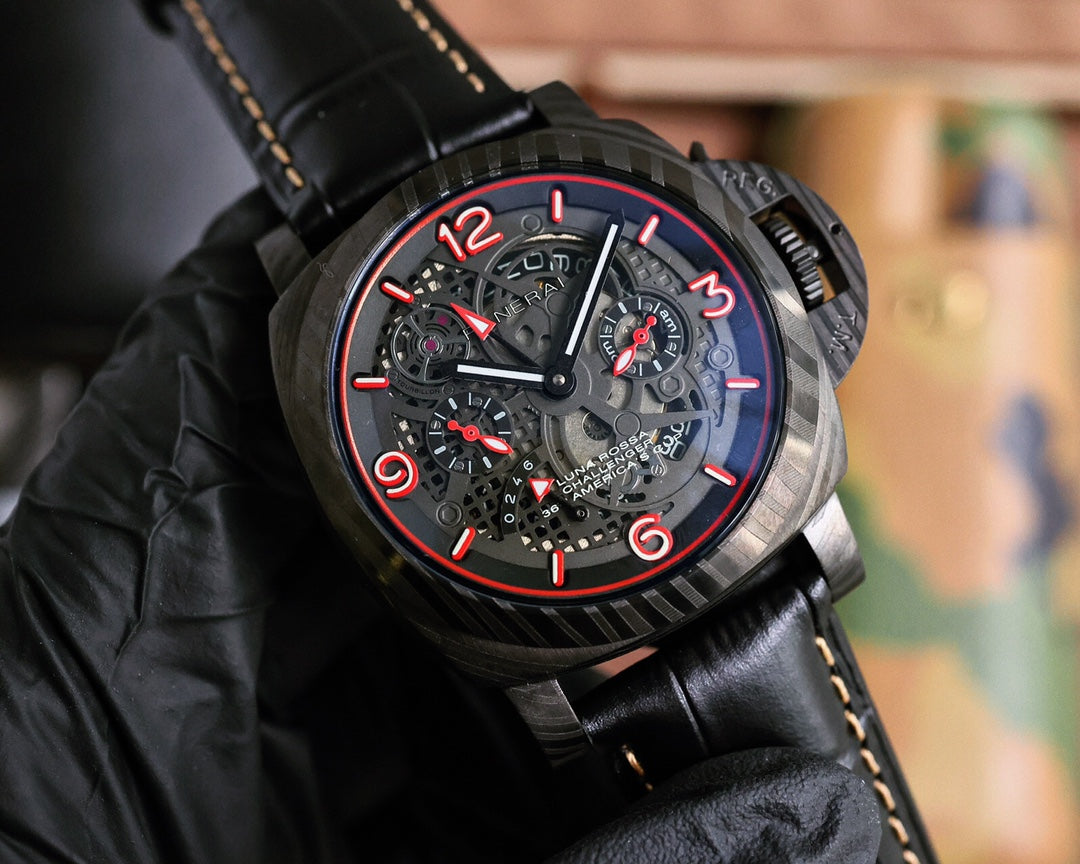 Black Red - Black Leather - Automatic - 44mm