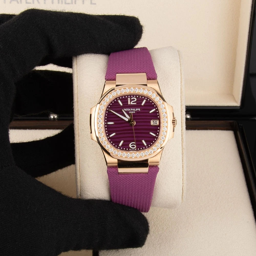 LADY -Ultra thin -Diamond Bezel- Purple rubber - Quartz - 32mm
