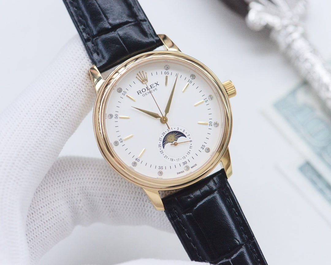 White -904L Yellow - Black Leather - Automatic - 39mm