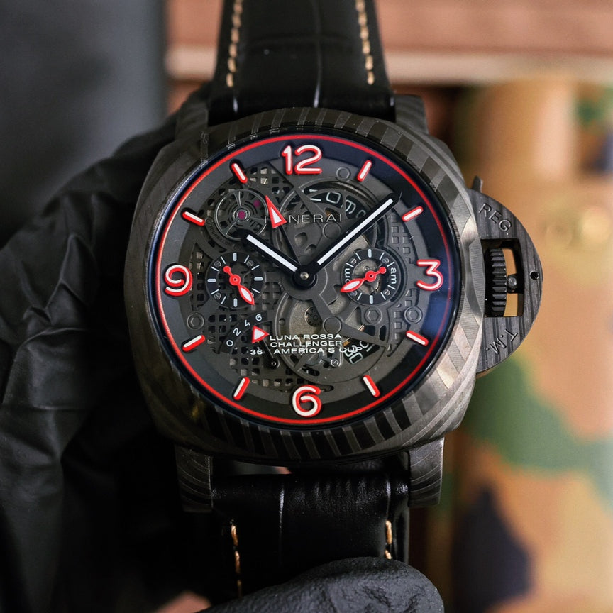 Black Red - Black Leather - Automatic - 44mm