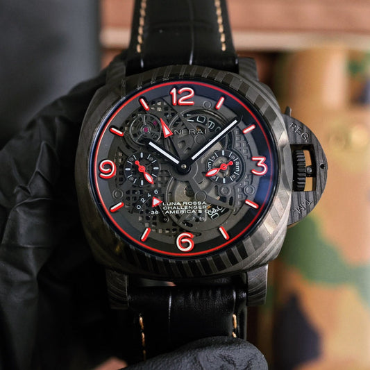 Black Red - Black Leather - Automatic - 44mm