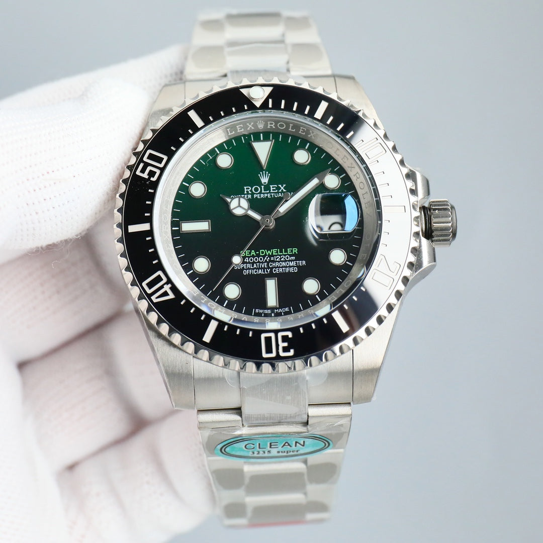 L Size - Black Green -Silver 904L Steel -Automatic- 43mm