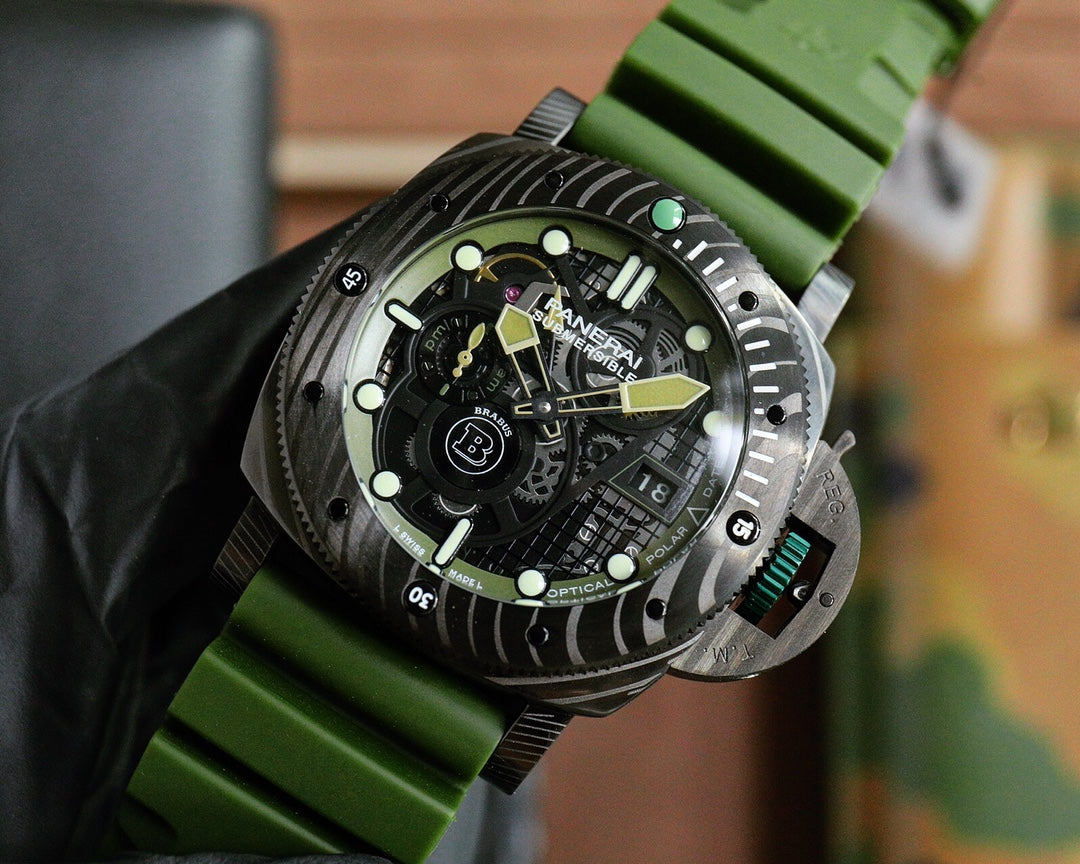 Torbillon -Black 316L Steel - Green Rubber - Automatic - 47mm