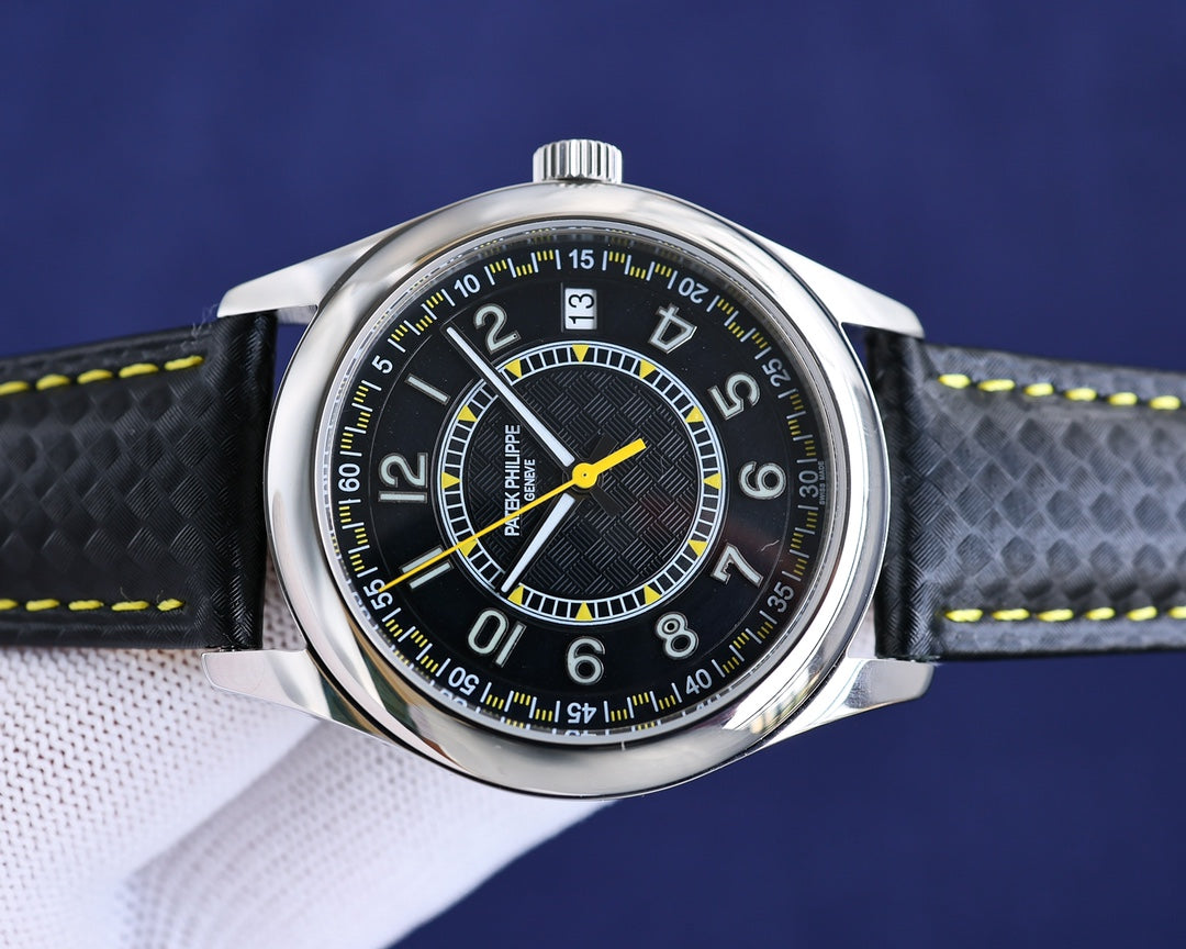 Yellow Black - Black Leather - Automatic - 40mm