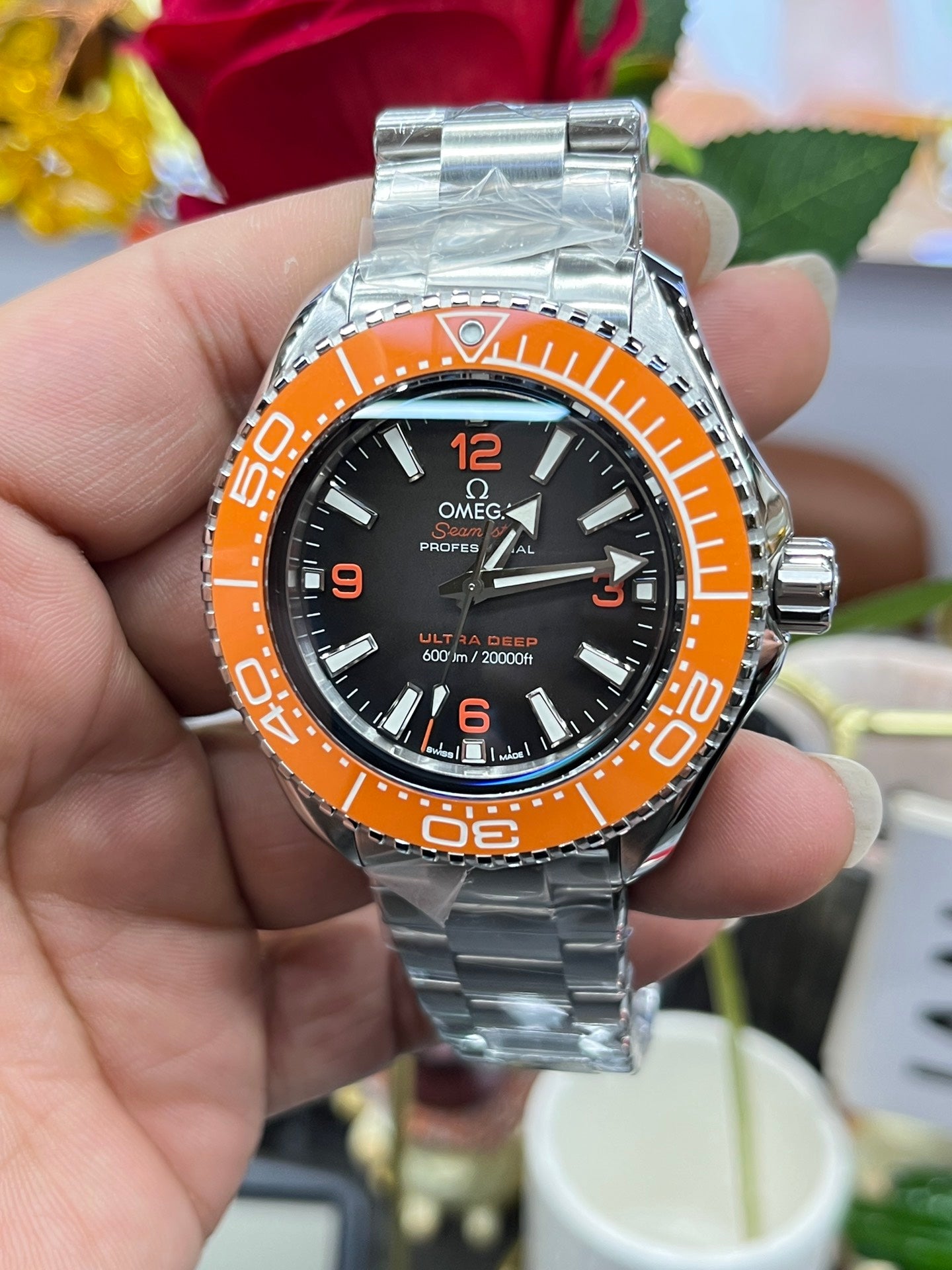 L Size- Orange Silver - White 904L Steel- Automatic - 45mm