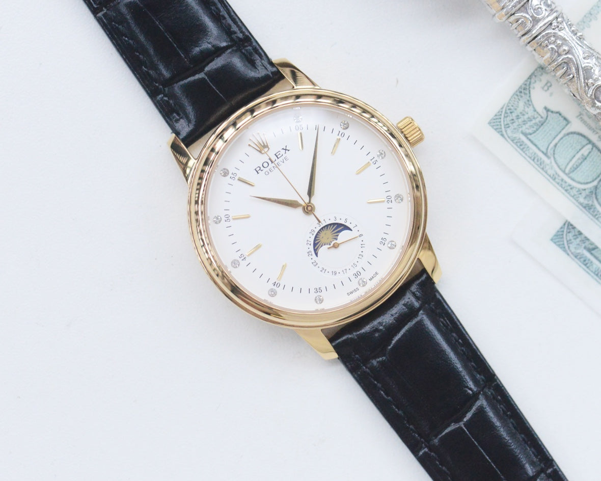White -904L Yellow - Black Leather - Automatic - 39mm