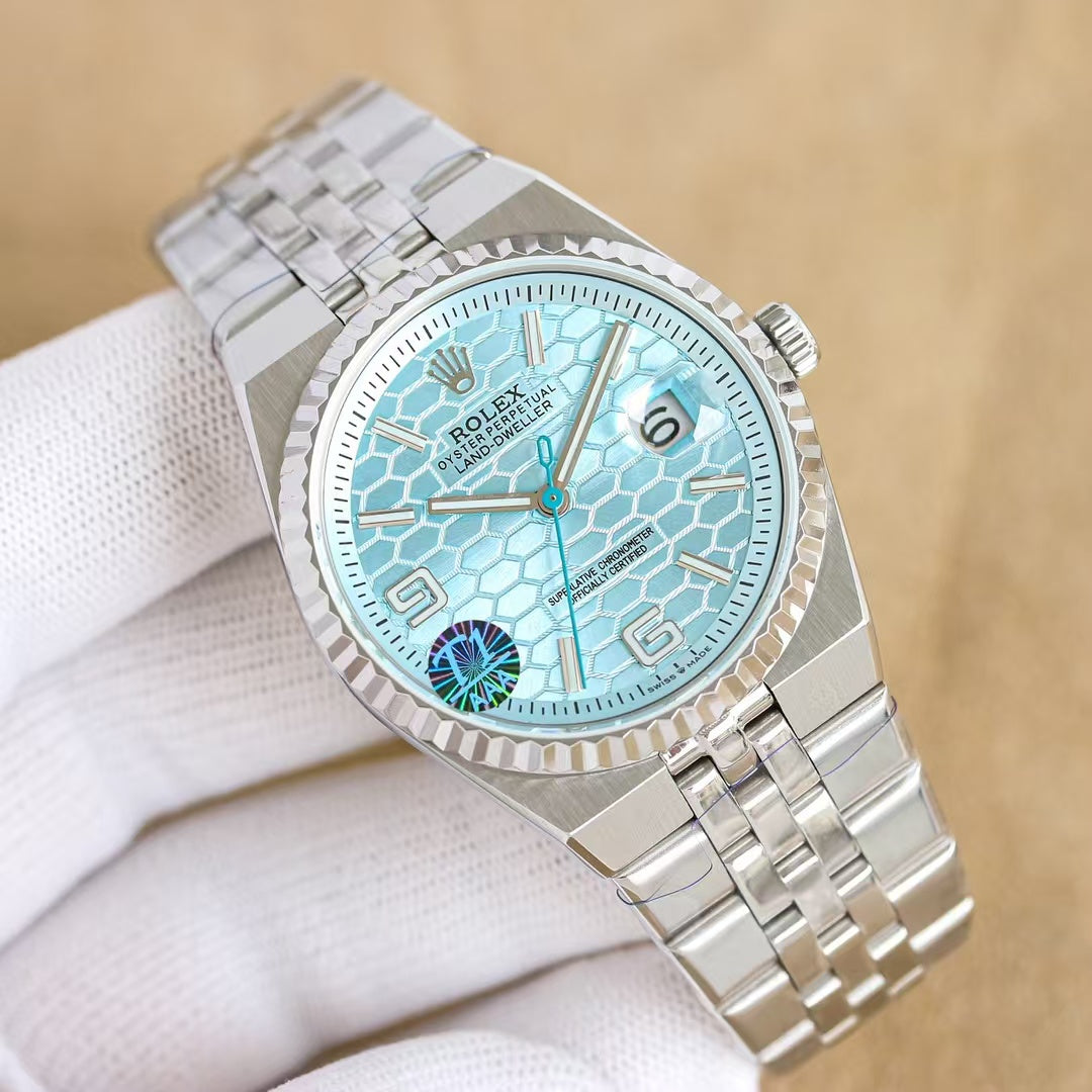 L-Dweller - 127336- Ice blue - Silver 904L Steel- Ultra-thin-Automatic - 40/36mm