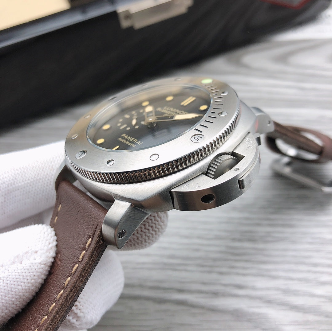 316L Steel Silver - Brown Rubber - Automatic - 47mm