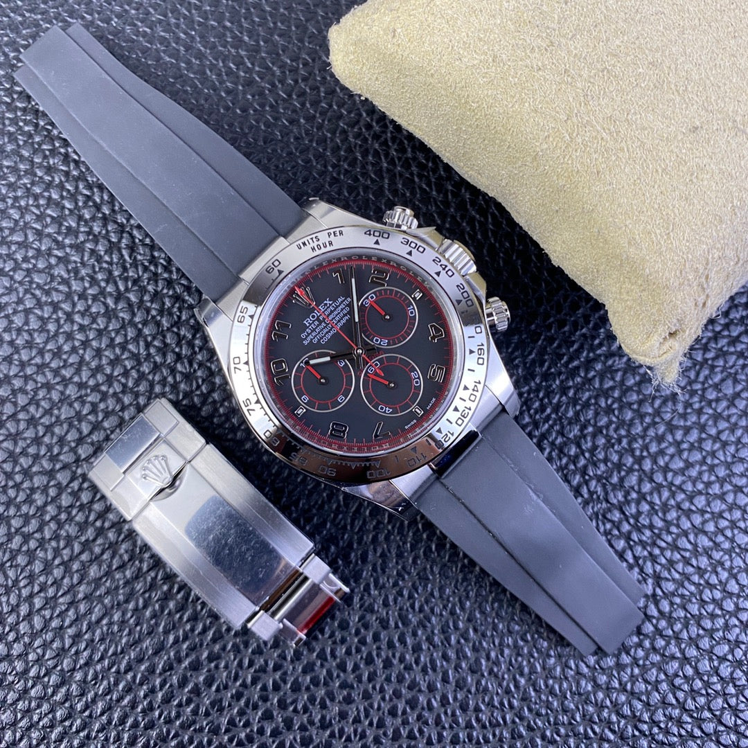 Chronograph -C-Factory -Black Red - Black Rubber- Automatic - 40mm