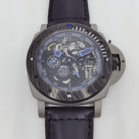 Black Hollow- 904L Steel - Black Leather -Automatic - 47mm
