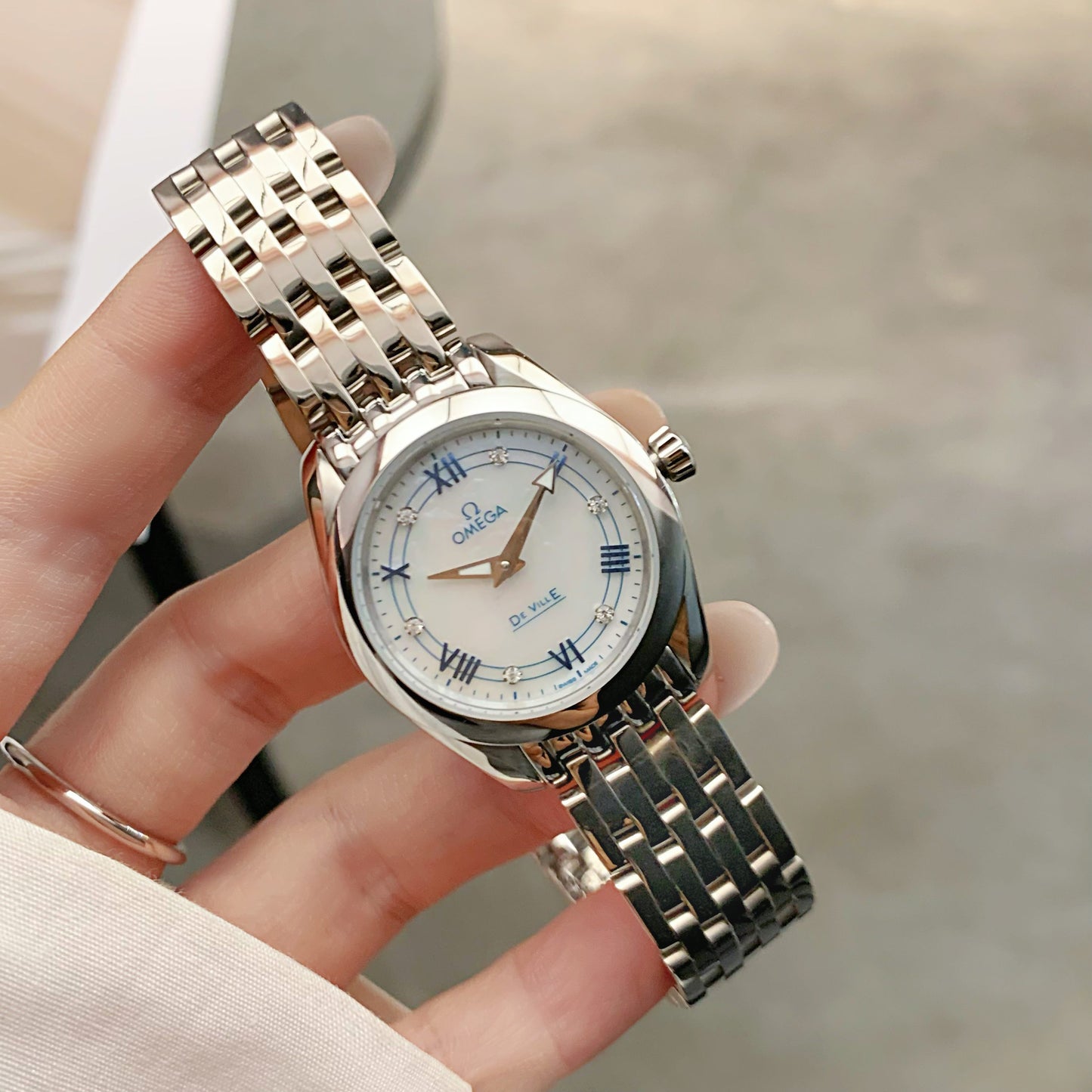 LADY - Two hands -White - Silver 904L Steel - Quartz - 28mm