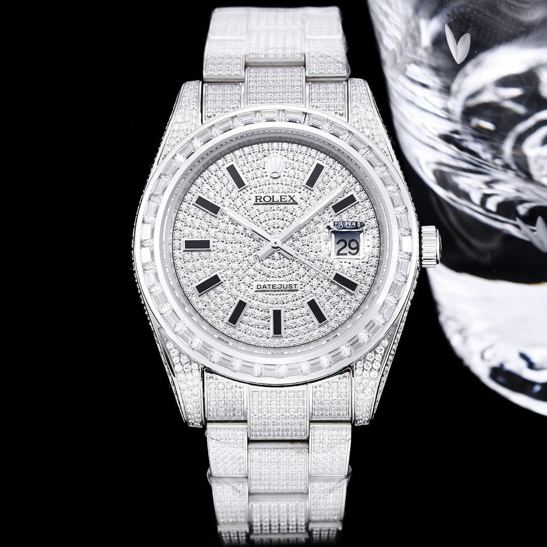 Full rhinestone - White Silver - 904L Steel - Automatic - 41mm