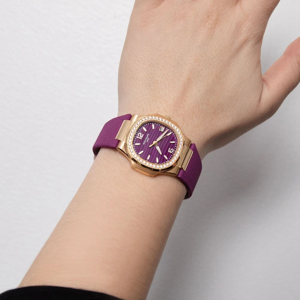 LADY -Ultra thin -Diamond Bezel- Purple rubber - Quartz - 32mm