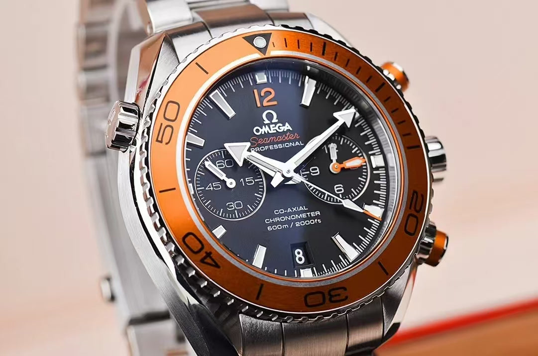 Chronograph - Black -Orange bezel - Silver 904L Steel- Automatic - 45.5mm