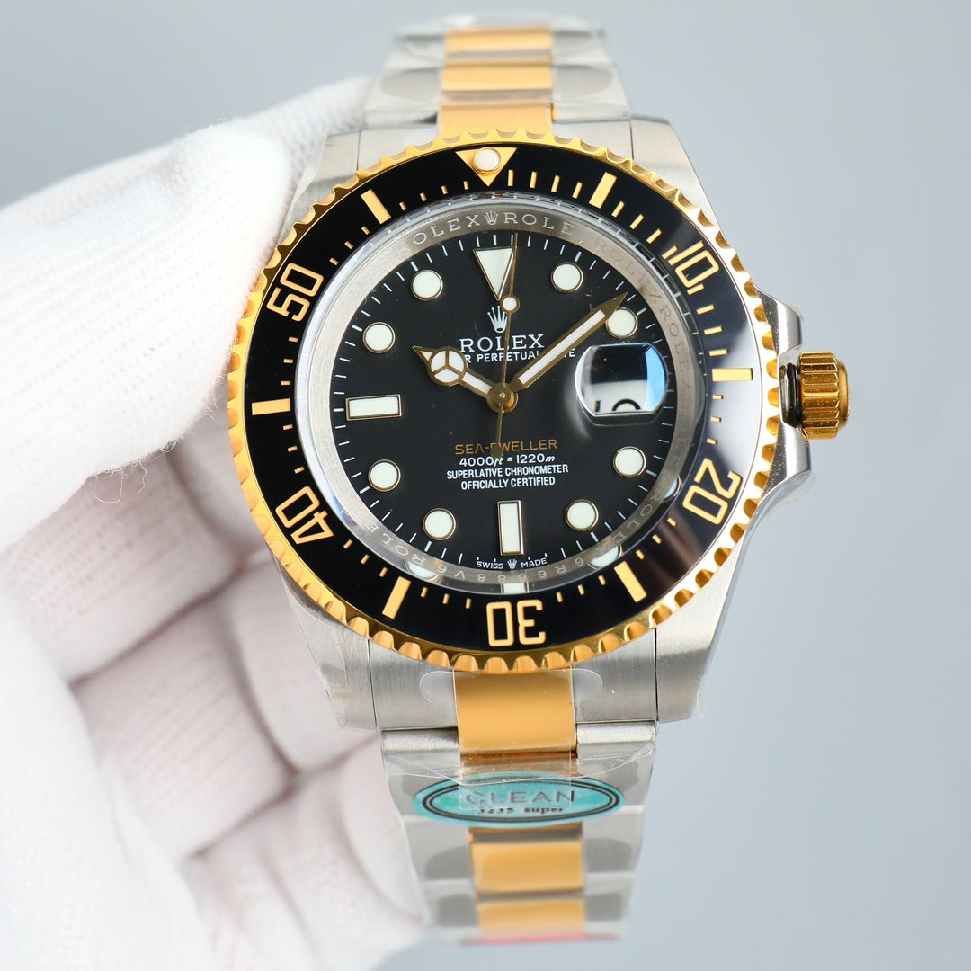 L Size - Black Yellow -Silver 904L Steel -Automatic- 43mm