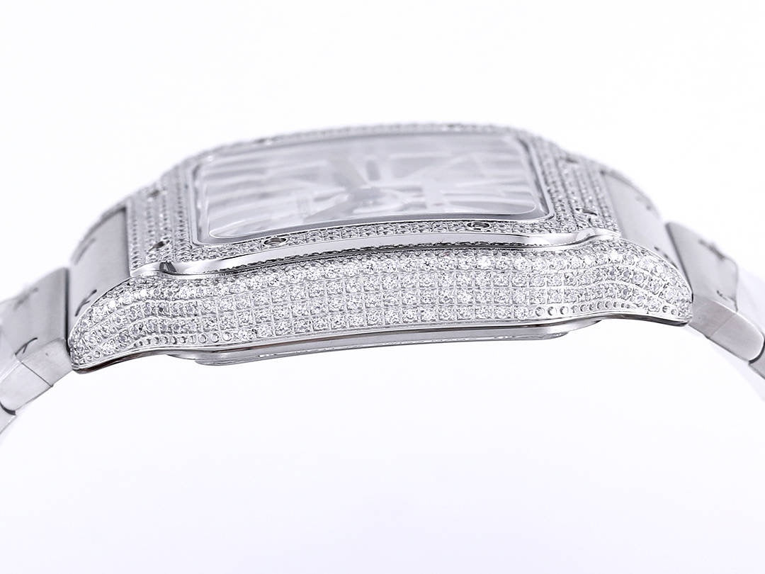 Two hands - Full rhinestone Silver -Ultra-thin Hollow -Silver 904L Steel - Automatic - 40mm