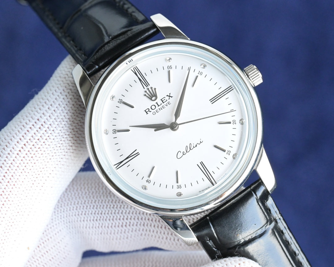 Silver White - Black Leather - Automatic - 42mm