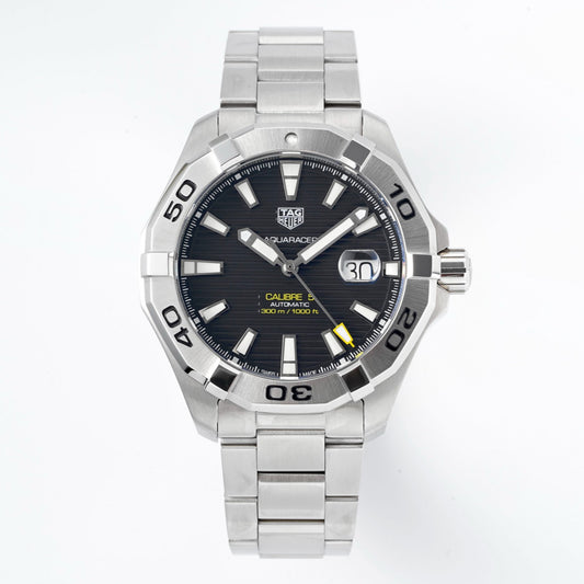 BA0927- Black 3D Stripes -Silver 904L Steel - Automatic - 43mm