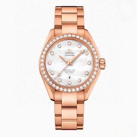 LADY -Diamond bezel -White Silver- Yellow Gold 904L Steel- Quartz - 34mm