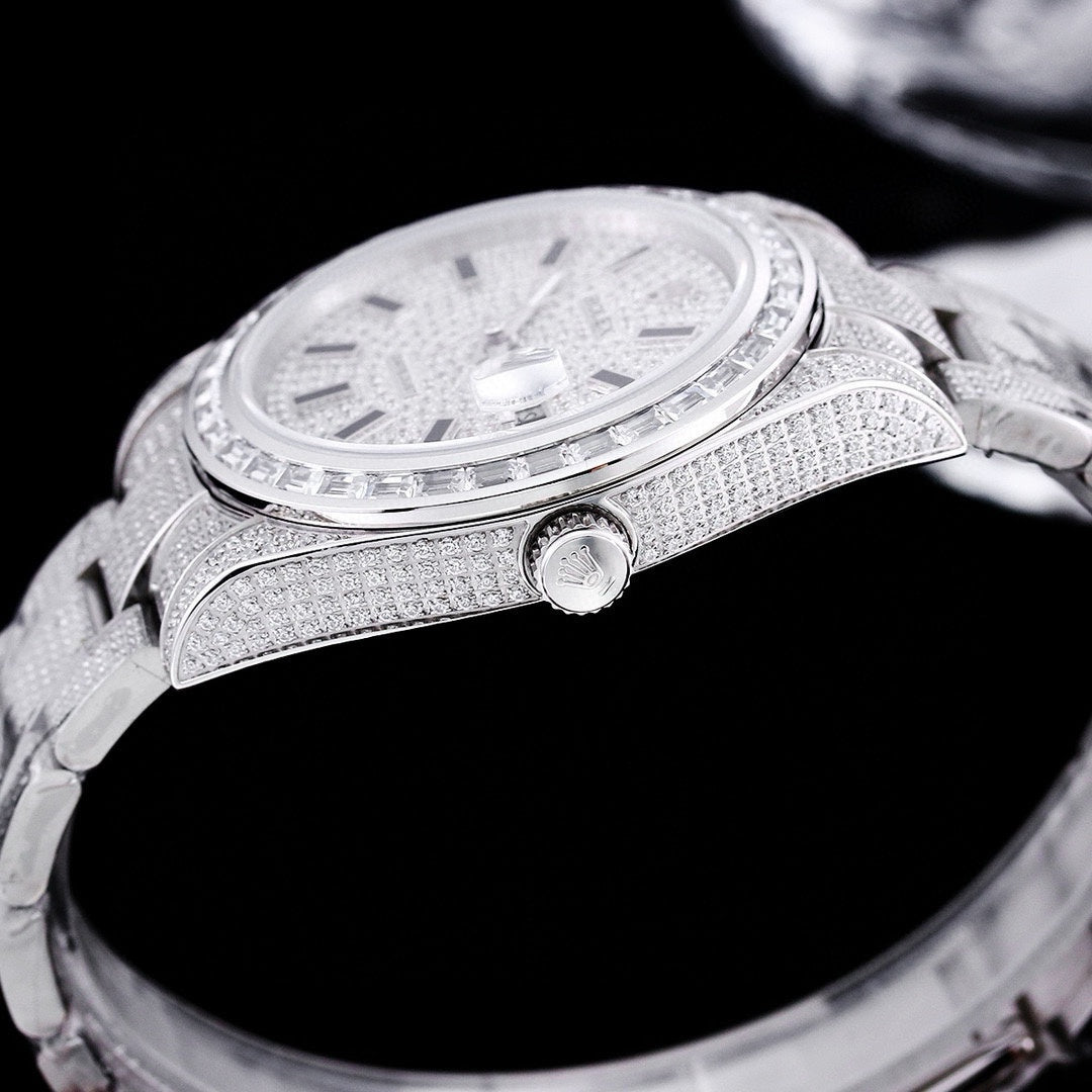 Full rhinestone - White Silver - 904L Steel - Automatic - 41mm