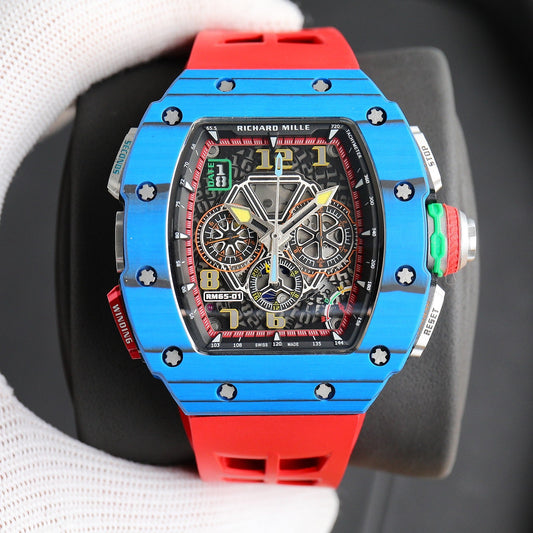 Chronograph - Blue Ceramic- Red Rubber- Self-winding - QUARTZ - 41*49mm