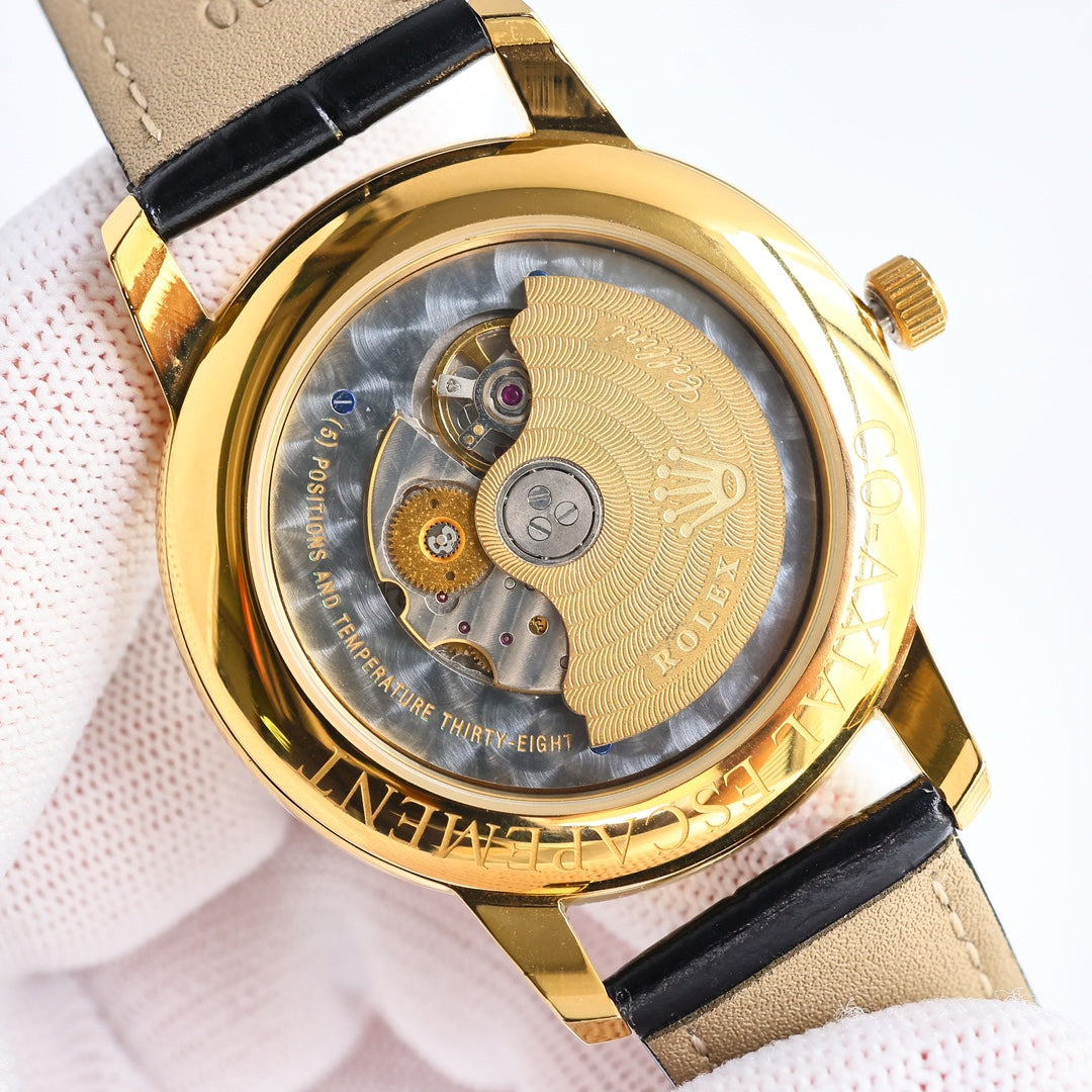 Luxury dial -Yellow gold - Brown Leather - Automatic - 42mm