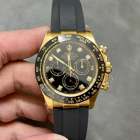 Chronograph -C-Factory -Black Yellow - Black Rubber- Automatic - 40mm