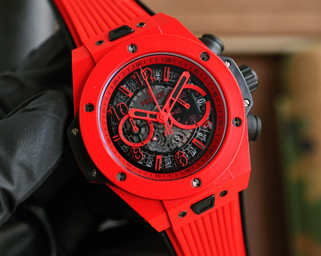 Chronograph -Red Carbon Fiber - Red Rubber - Quartz - 45mm