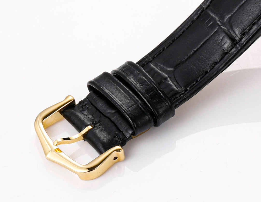 LADY -Two hands - Yellow -Black Leather - Automatic -31mm