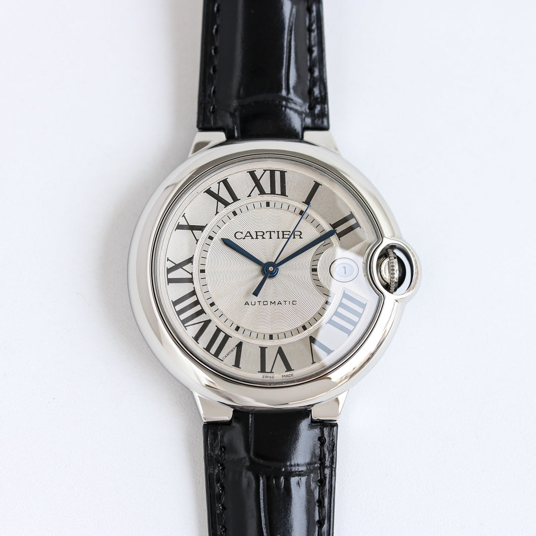 White -White Silver - Black Leather- Automatic - 36/42mm