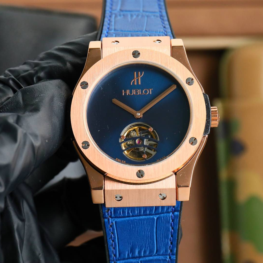 Blue Rosegold - Blue Leather - Automatic - 45mm