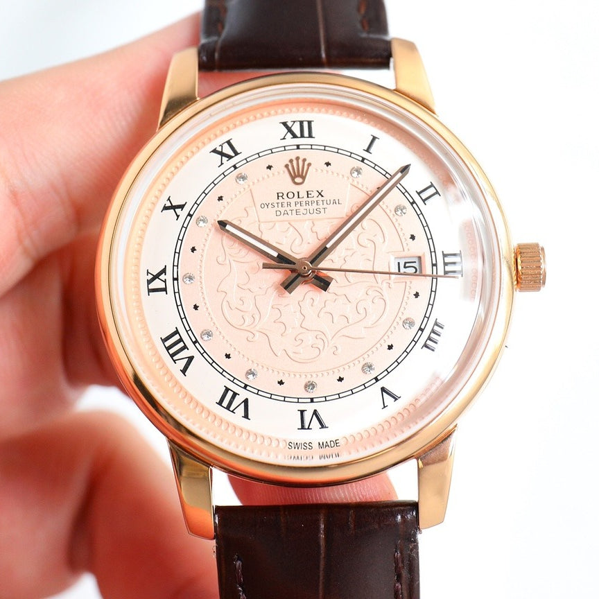 Yellow gold - Brown Leather - Automatic - 42mm