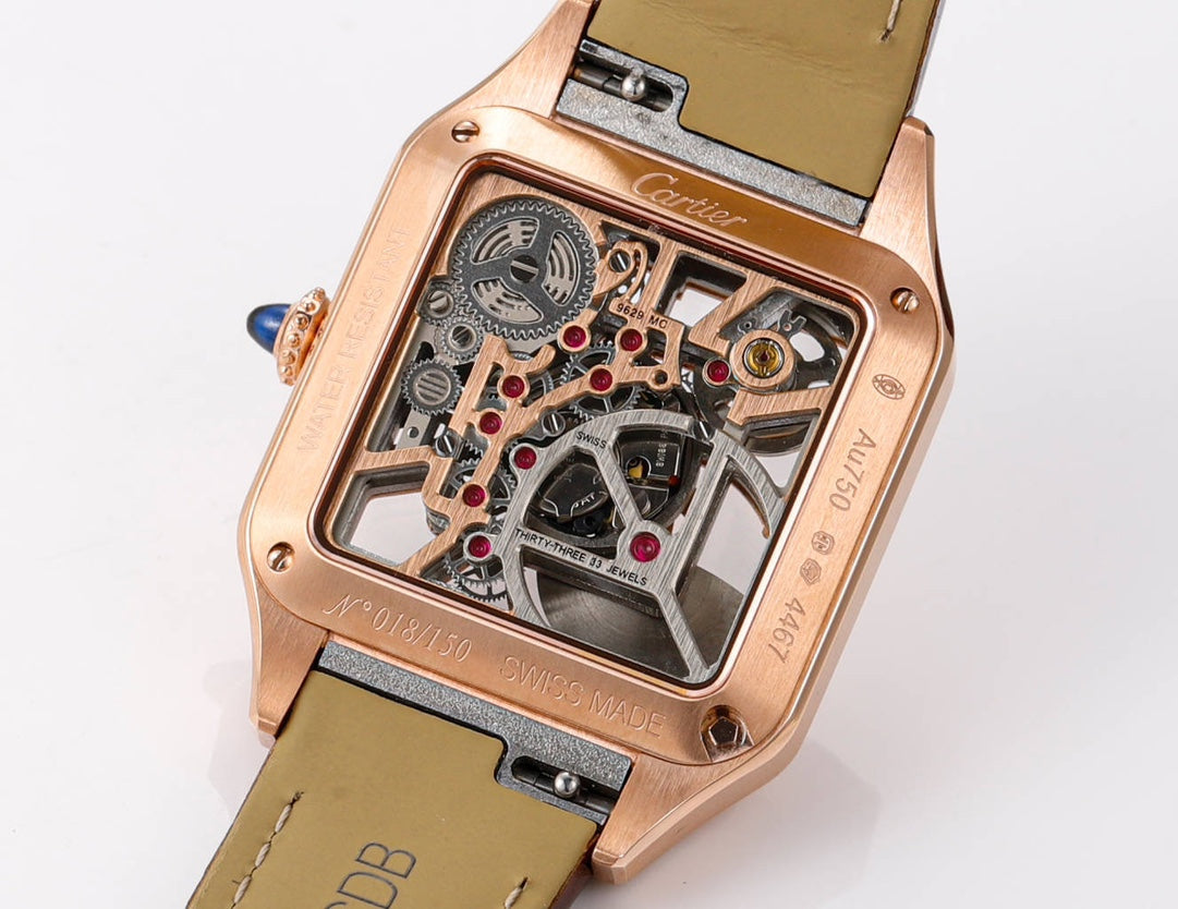 LADY -Two hands - Rosegold -Brown Leather - Automatic -31mm