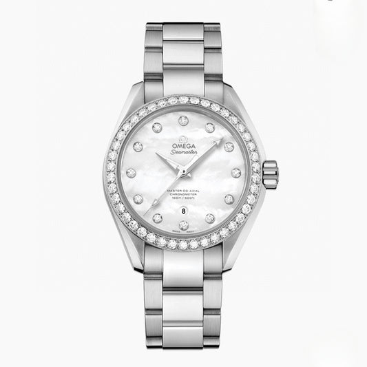 LADY -Diamond bezel -White Silver- Silver Gold 904L Steel- Quartz - 34mm