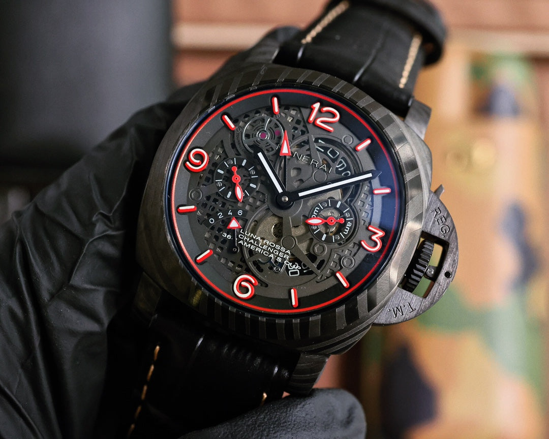 Black Red - Black Leather - Automatic - 44mm