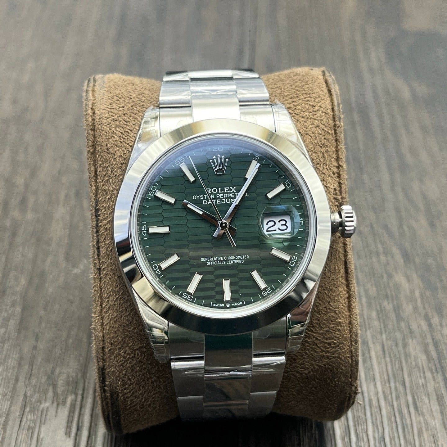 C-Factory -Green Wave - Smooth Bezel - Silver 904L Steel- Automatic - 41mm