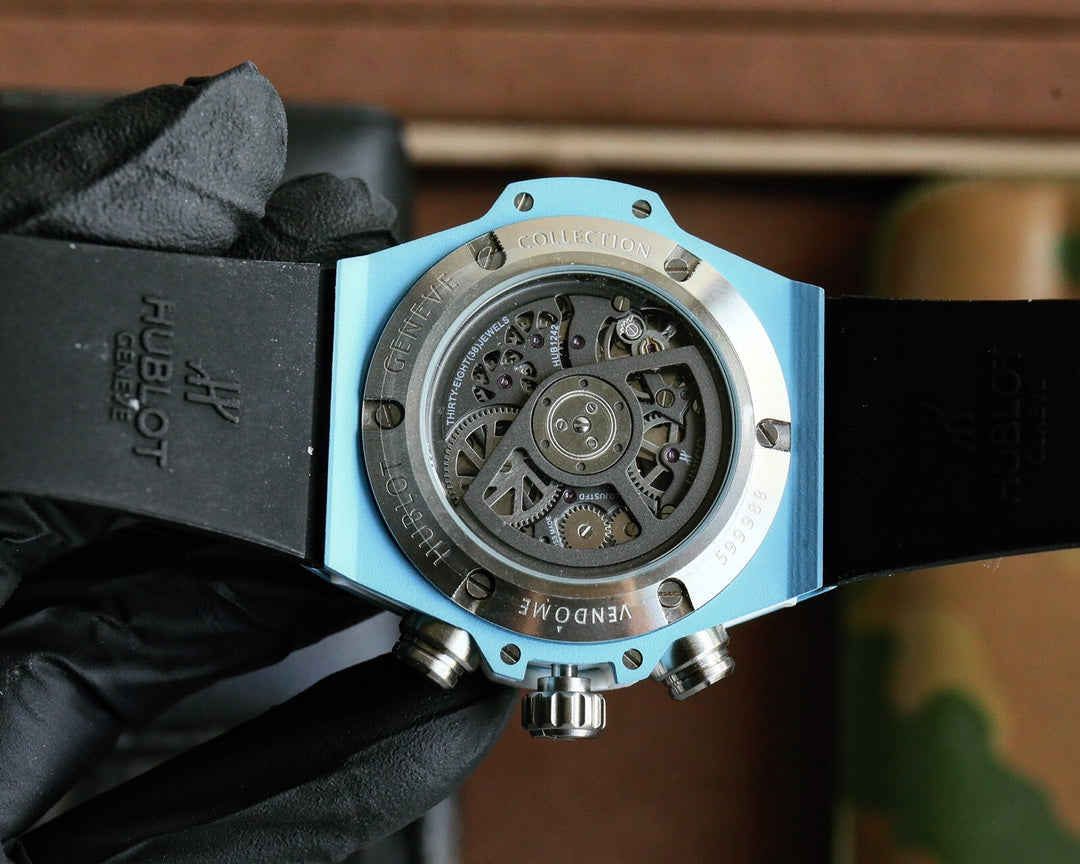 Chronograph - Baby Blue Carbon Fiber - Camouflage Rubber - Quartz - 45mm