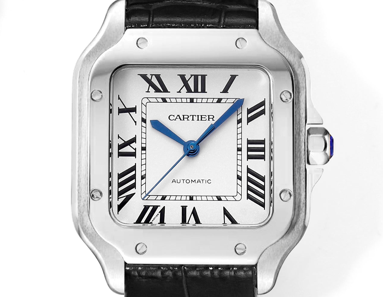 White 316L Steel - Black Leather - Automatic - 47*40mm