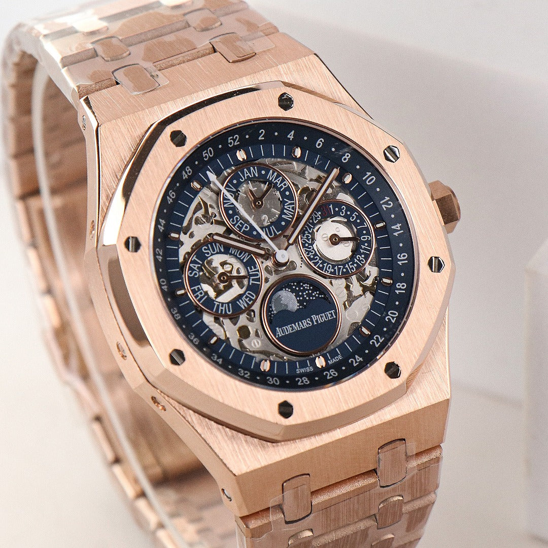 Blue - Rosegold 904L Steel Hollow- Automatic - 41mm