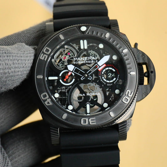 316L Steel Black- Hollow Black- Black Rubber - Automatic - 47mm